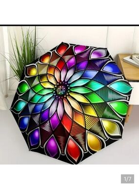 🆕️ 🏳️‍🌈☔️KALEIDOSCOPE OF COLOUR BURST COMPACT UMBRELLA ☔️🏳️‍🌈